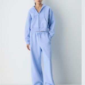 Aritzia Boxy Zip Hoodie - day flower blue